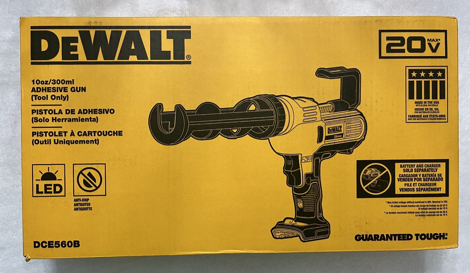 New Dewalt DCE560B 20V Max Li-ion Cordless 10oz/300ml Caulk / Adhesive Gun (NIB)