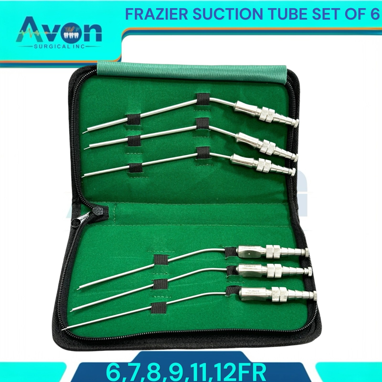 NEW GERMAN Frazier Suction tube set of 6 tubes! Dental ENT Surgical Instruments