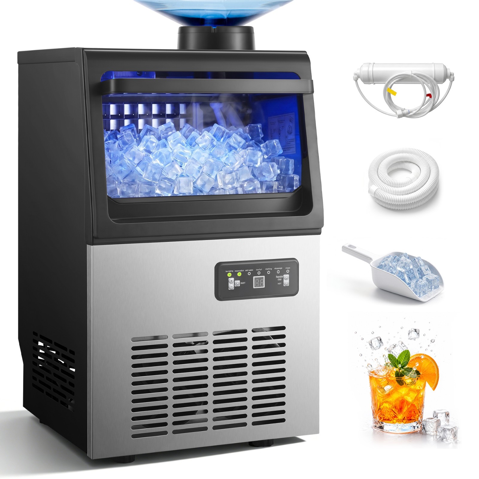 Zomagas Ice Machine Commercial 90lbs/24H Capacity Freestanding Under Counter