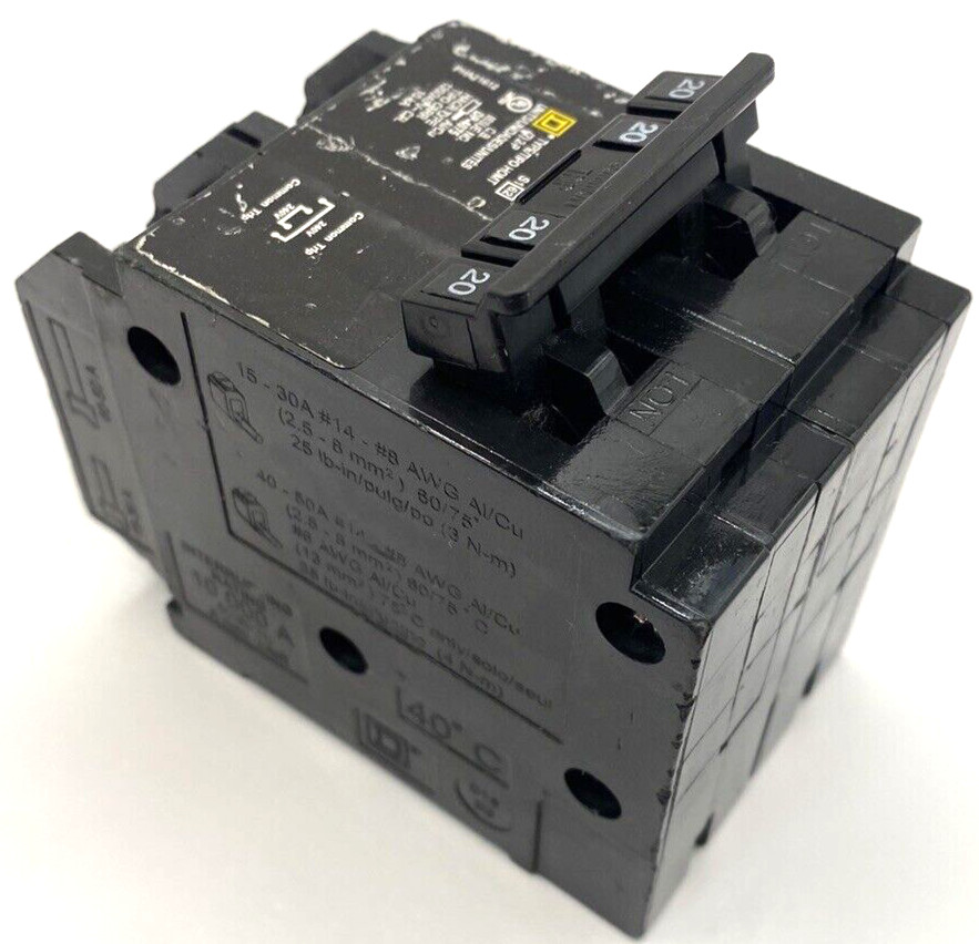 Homeline HOMT220220 Quad Two 2 Pole 20 Amp 120 240V AC Plug In Square D Breaker