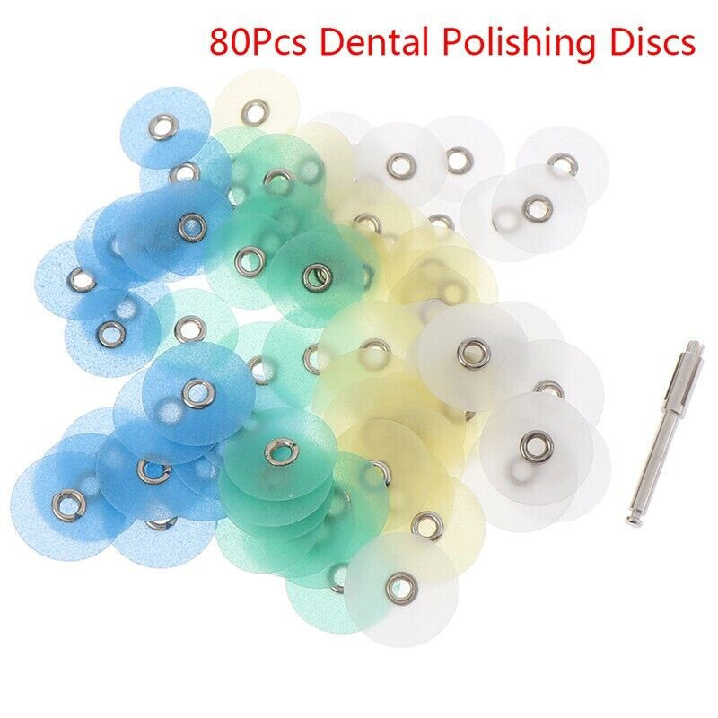 80 Pcs Dental Polishing Discs 12/14mm Wheel Universal Kit No.1.075 with Mandrel