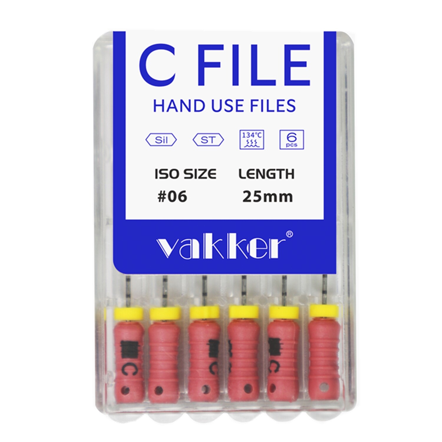 21/25mm 6pc/pk C-FILES Dental Endo Root Canal Files Stainless Steel Hand Use