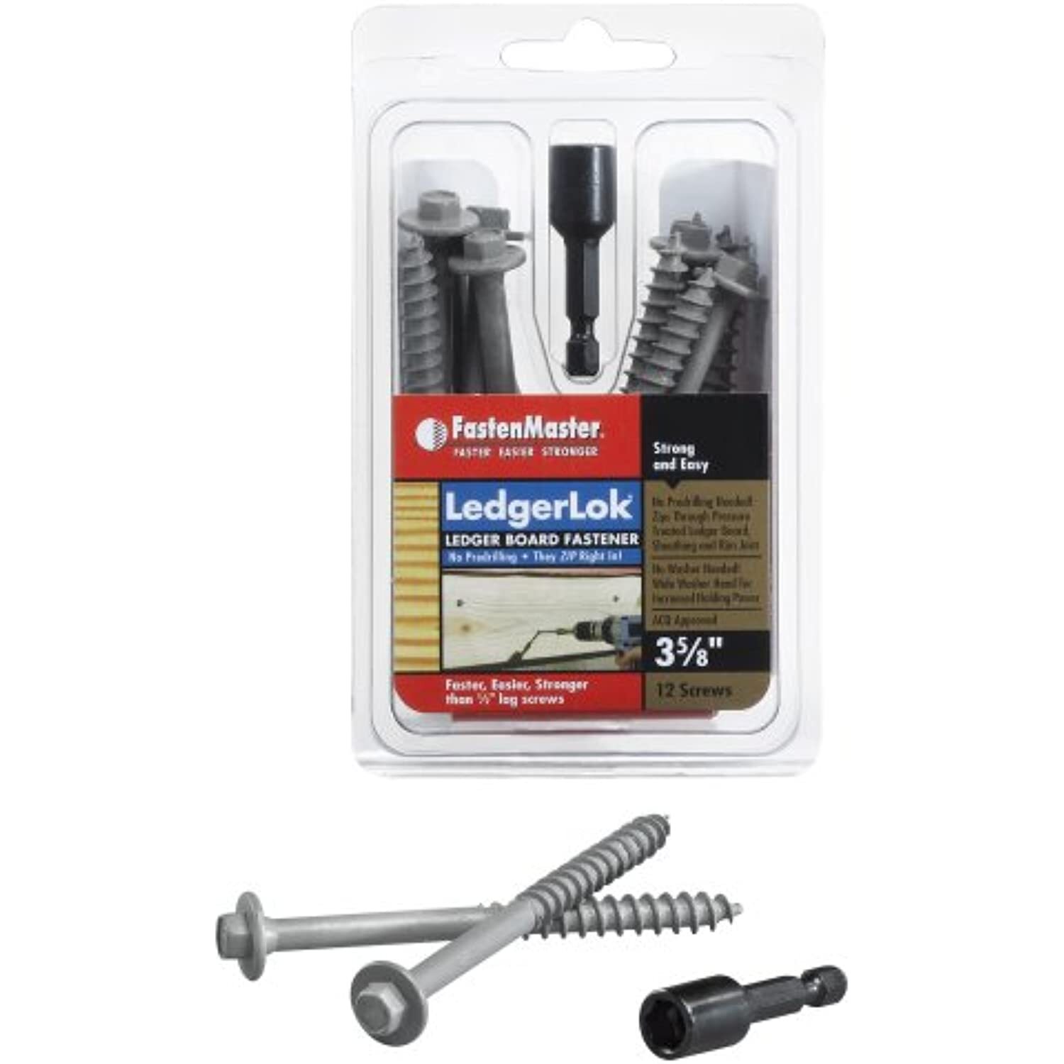 FastenMaster FMLL358-12 LedgerLOK Ledger Board Fastener, 3-5/8 Inches, 12-Count