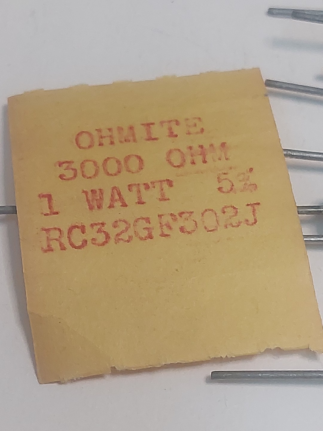 Ohmite RC32GF302J 3K Ohm 1W 5% Carbon Composition Resistor NOS USA Lot of 10