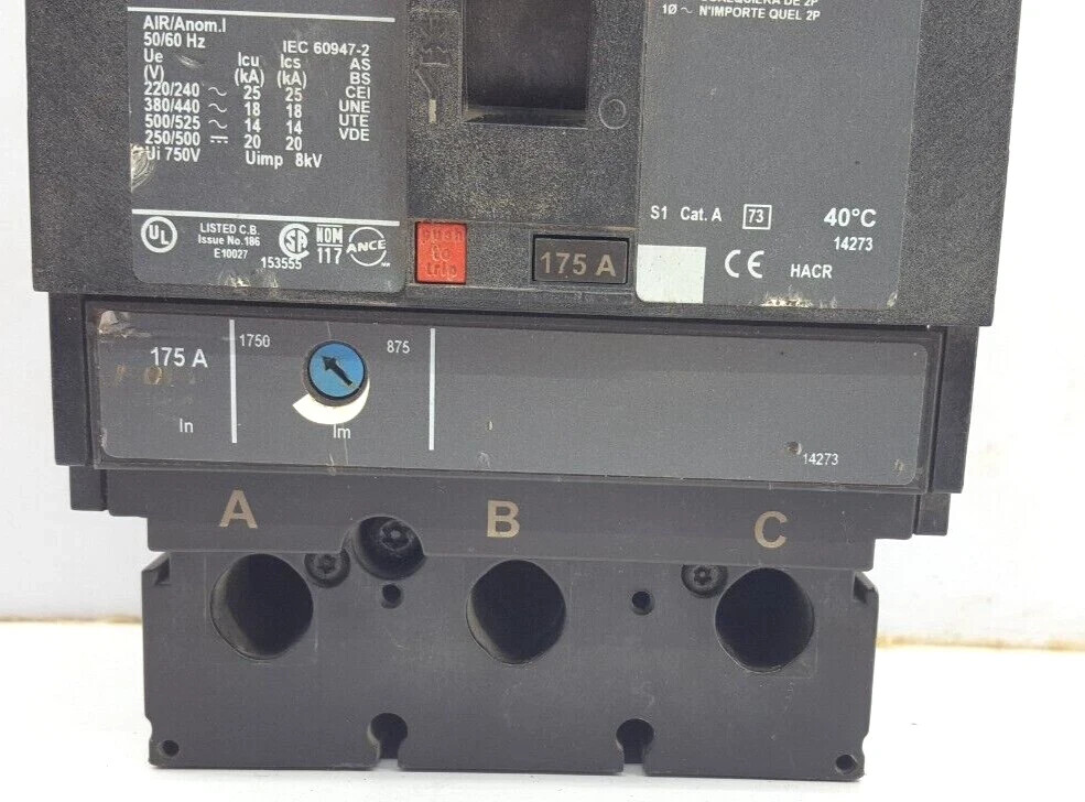 SQUARE D 3 POLE 175 AMPS JDA36175 CIRCUIT BREAEKR JDA