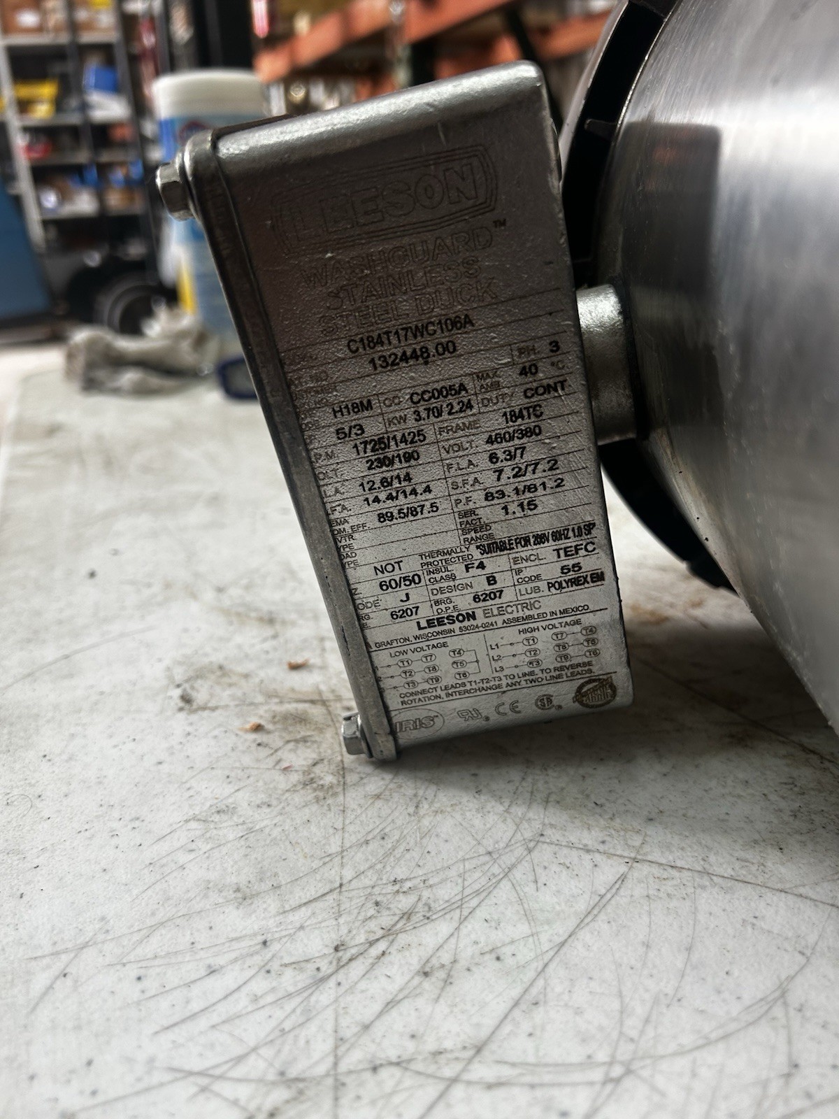 Leeson 132448.00 Washdownmotor, 5Hp, 1725Rpmtc, 230/460Vac Free Shipping