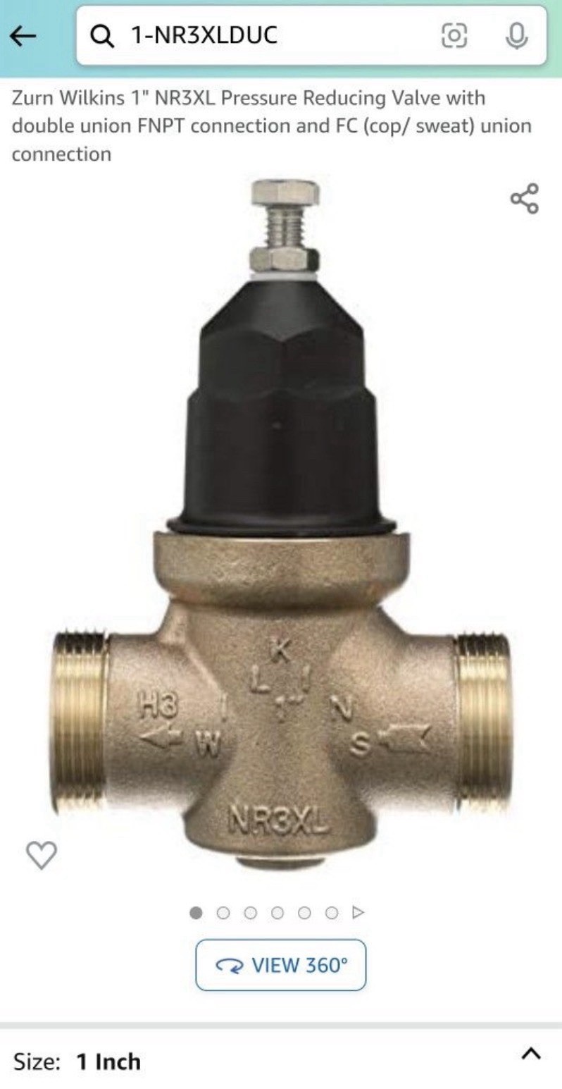 Wilkins 1” NR3XLDUC Water Pressure Reducing Valve Double Union Connections
