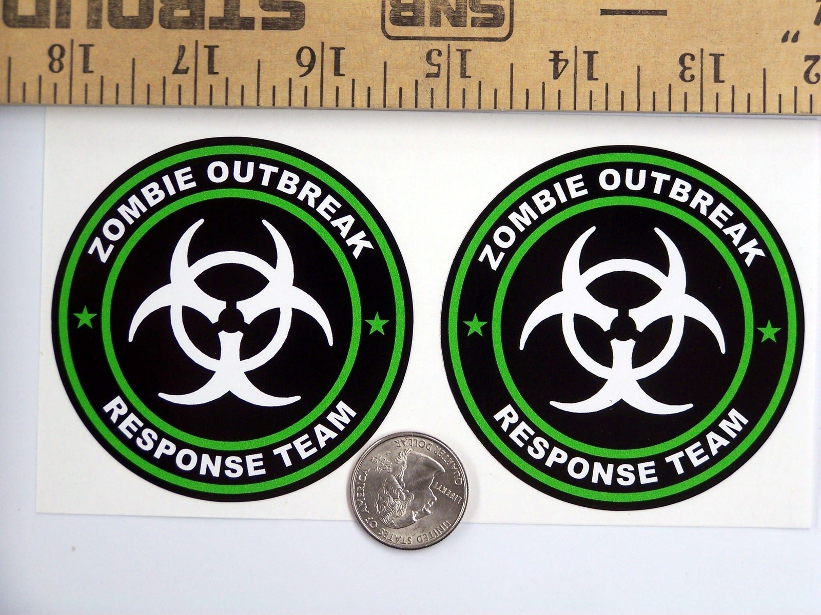 2 – Zombie Outbreak Response Team 3″ Green Tool Box Car Bumper Sticker R102
