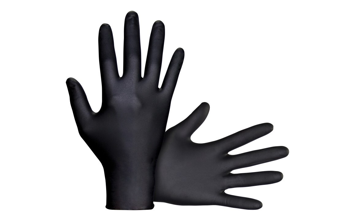 SAS RAVEN Black Nitrile Gloves Powder Free 100/BX