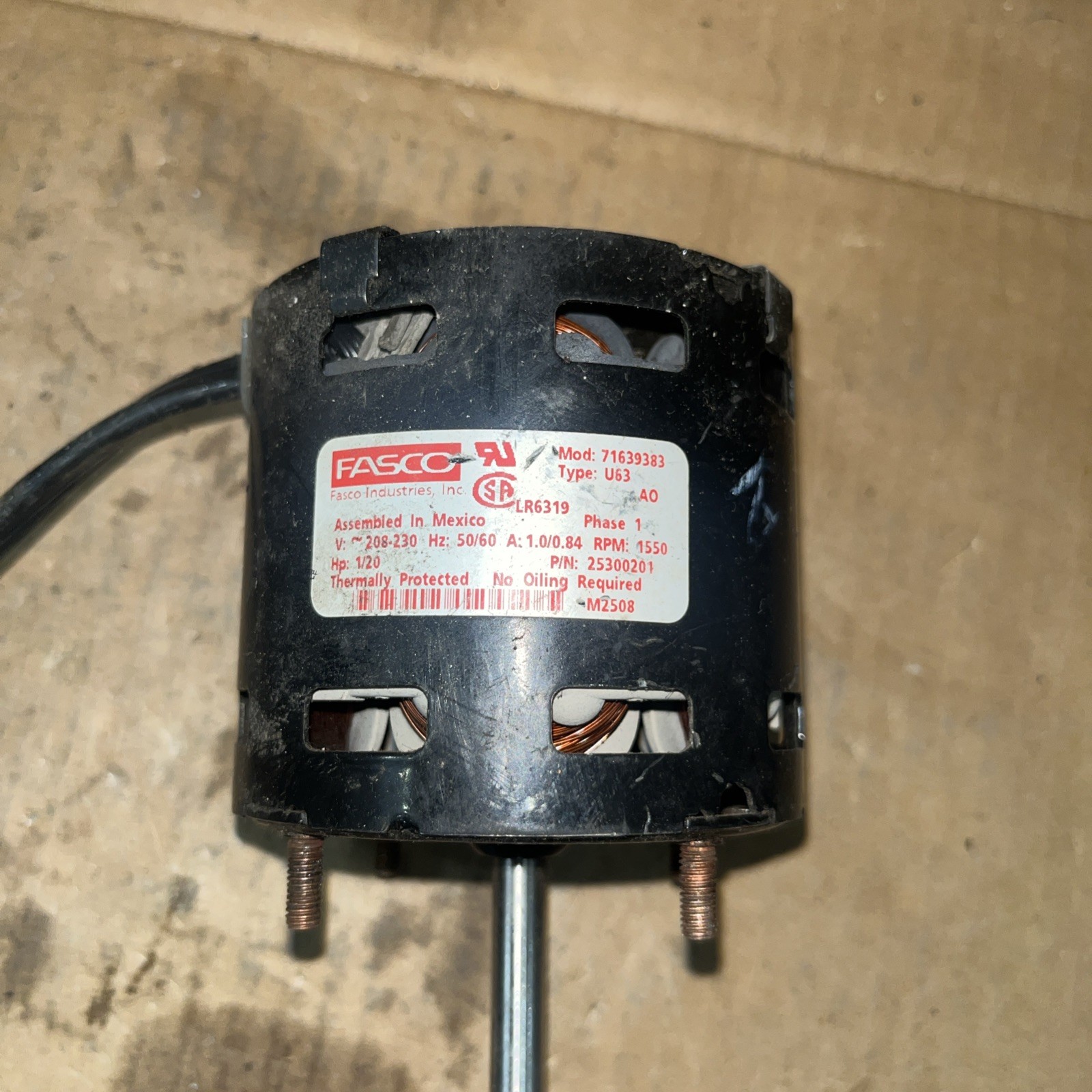 Fasco U63 71639383 Motor 25300201 208-230V 1550RM
