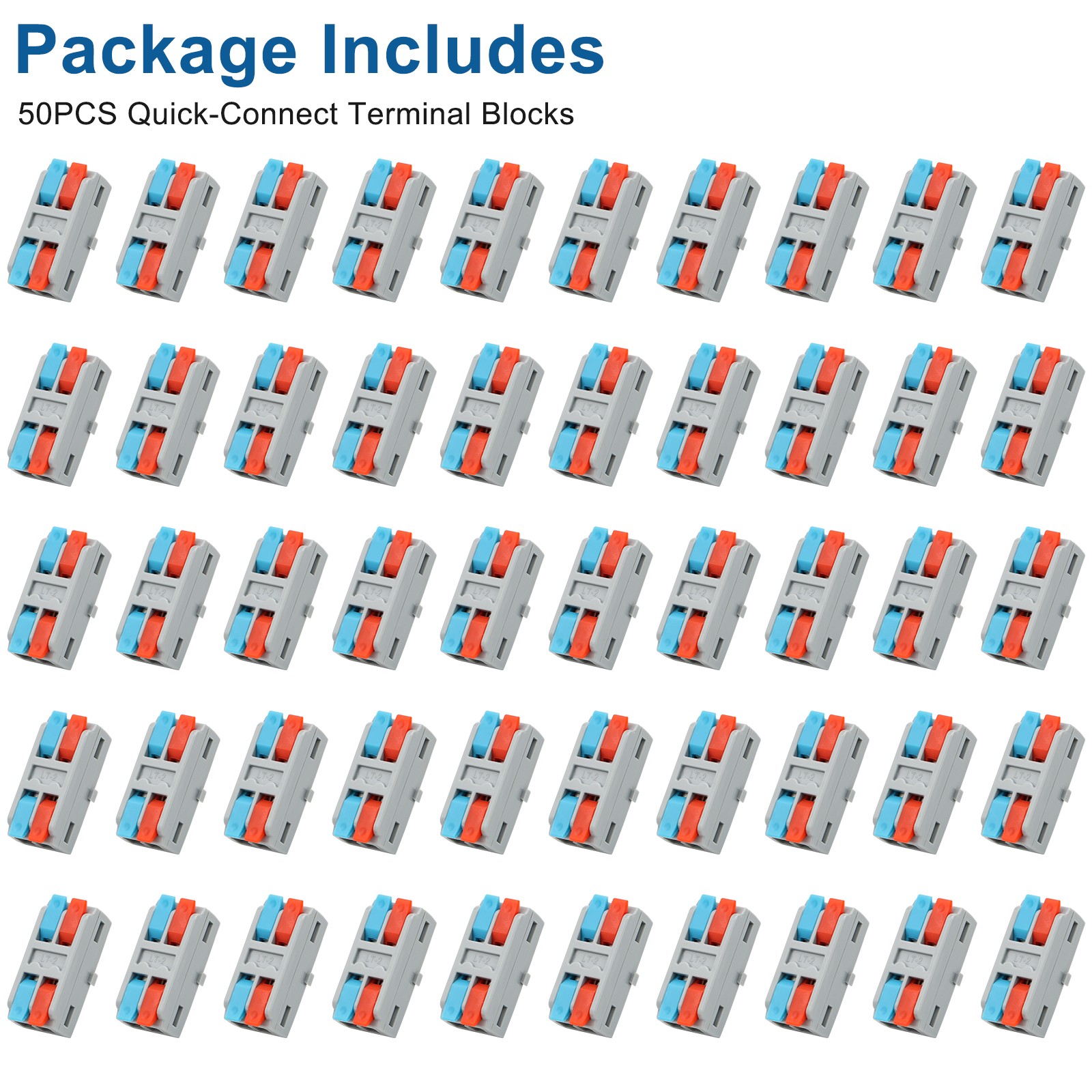50 PCS Mini Quick Connect Electrical Wire Connectors 2-in-2-Out Inline Terminals