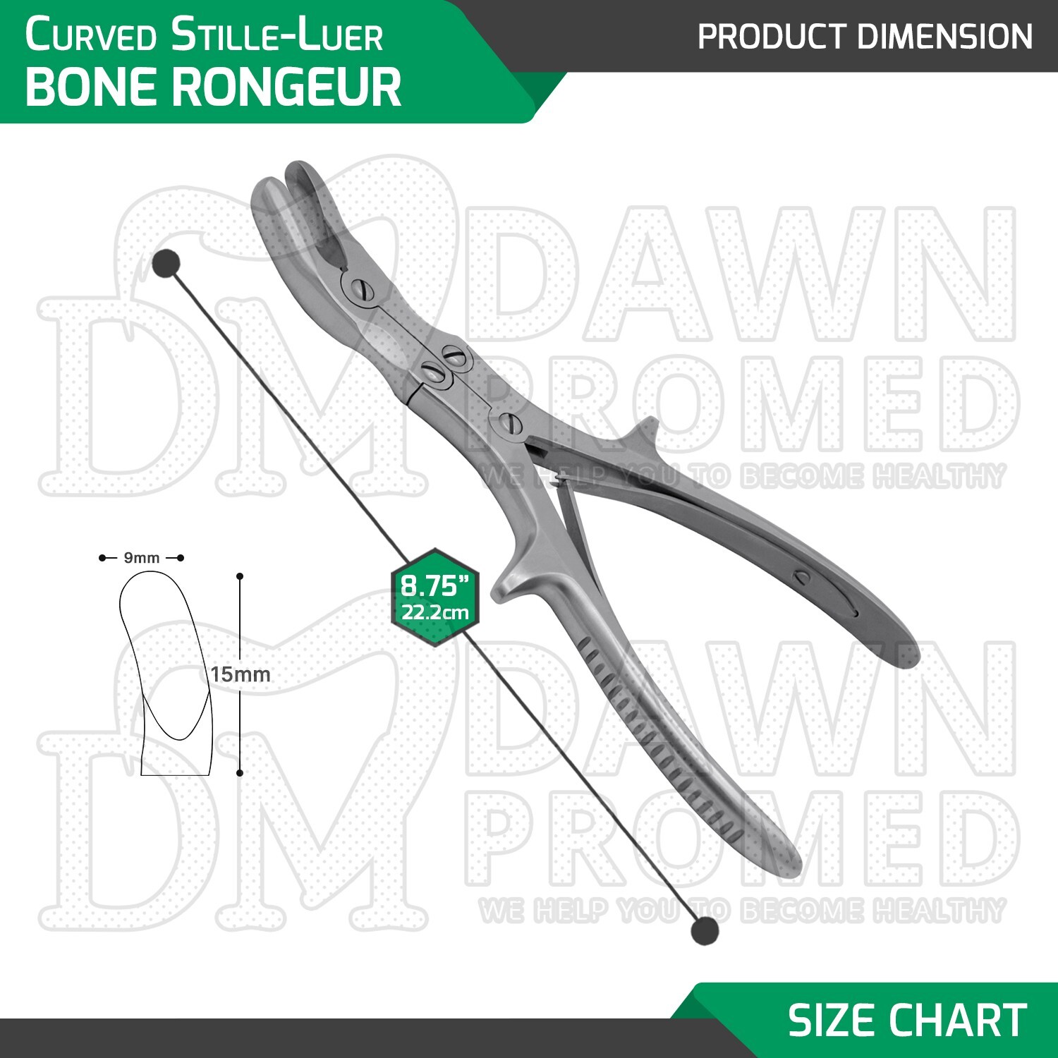Curved Stille-Luer Bone Rongeur 8.75″ Double Action Orthopedic Inst German Grade