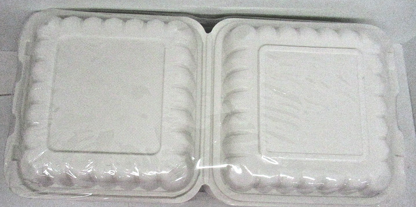 8X8″ 1-Compartment 50-Pack Plastic Clamshell to Go Containers