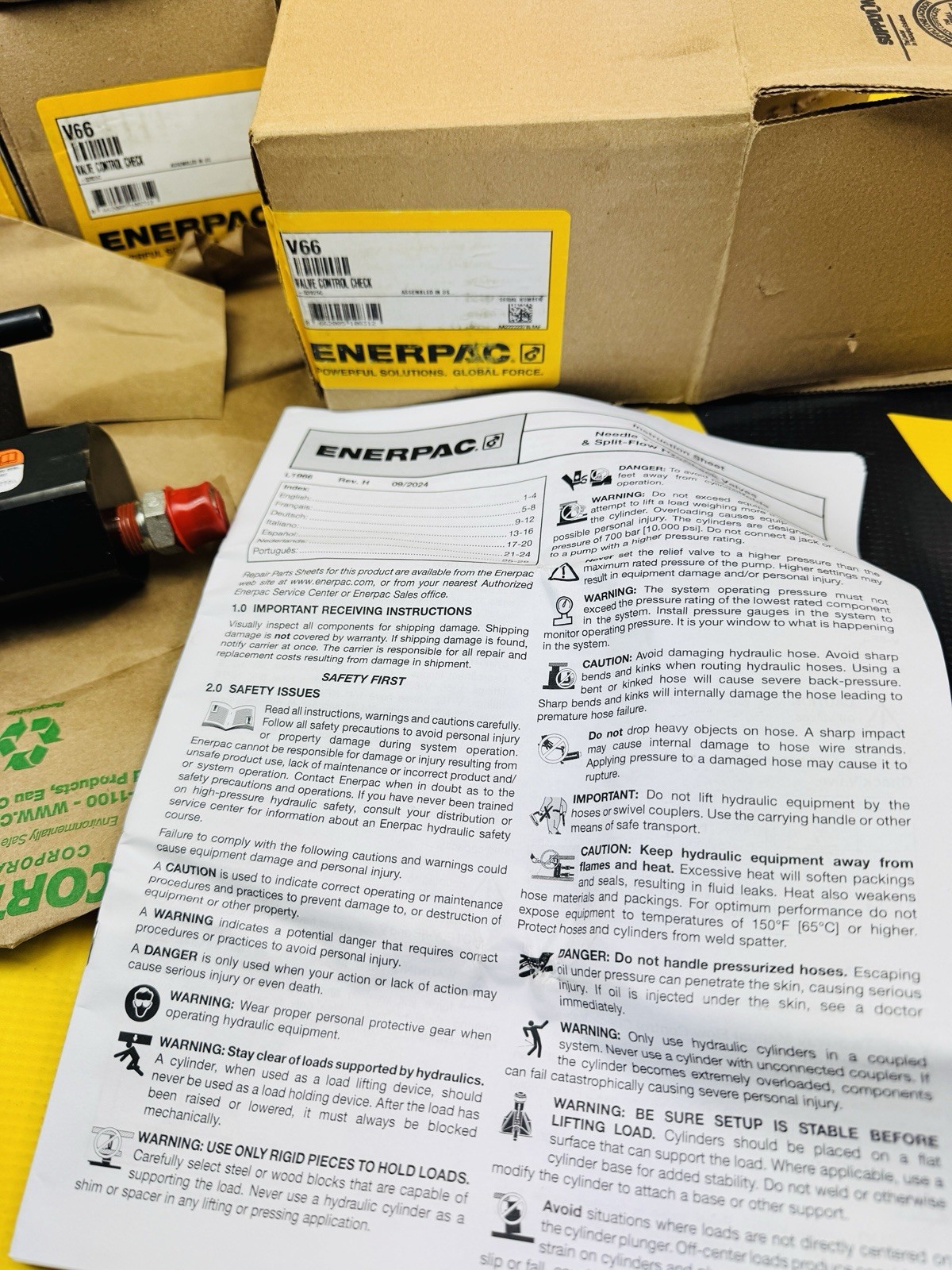 ENERPAC V66 LOAD HOLDING MANUAL CHECK VALVE USA MADE UPC 662005108312 10000 PSI