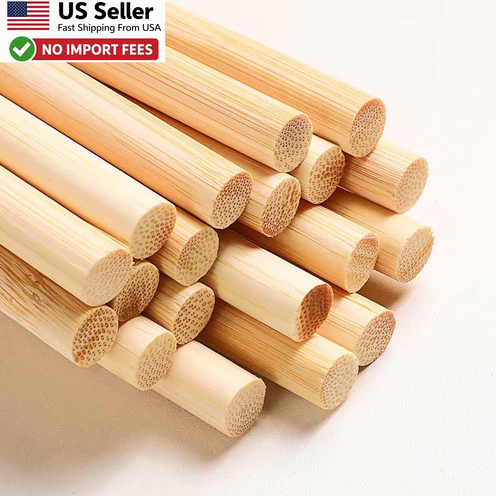 1/4 x 12 Inch Wooden Dowel Rods 25 PCS Unfinished Bamboo Sticks For Crafts USA