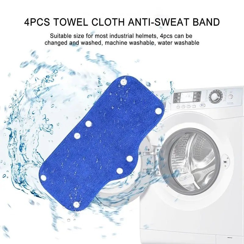 4Pcs Washable Hard Hat Sweatband Liner: Reusable Snap Sweat Band