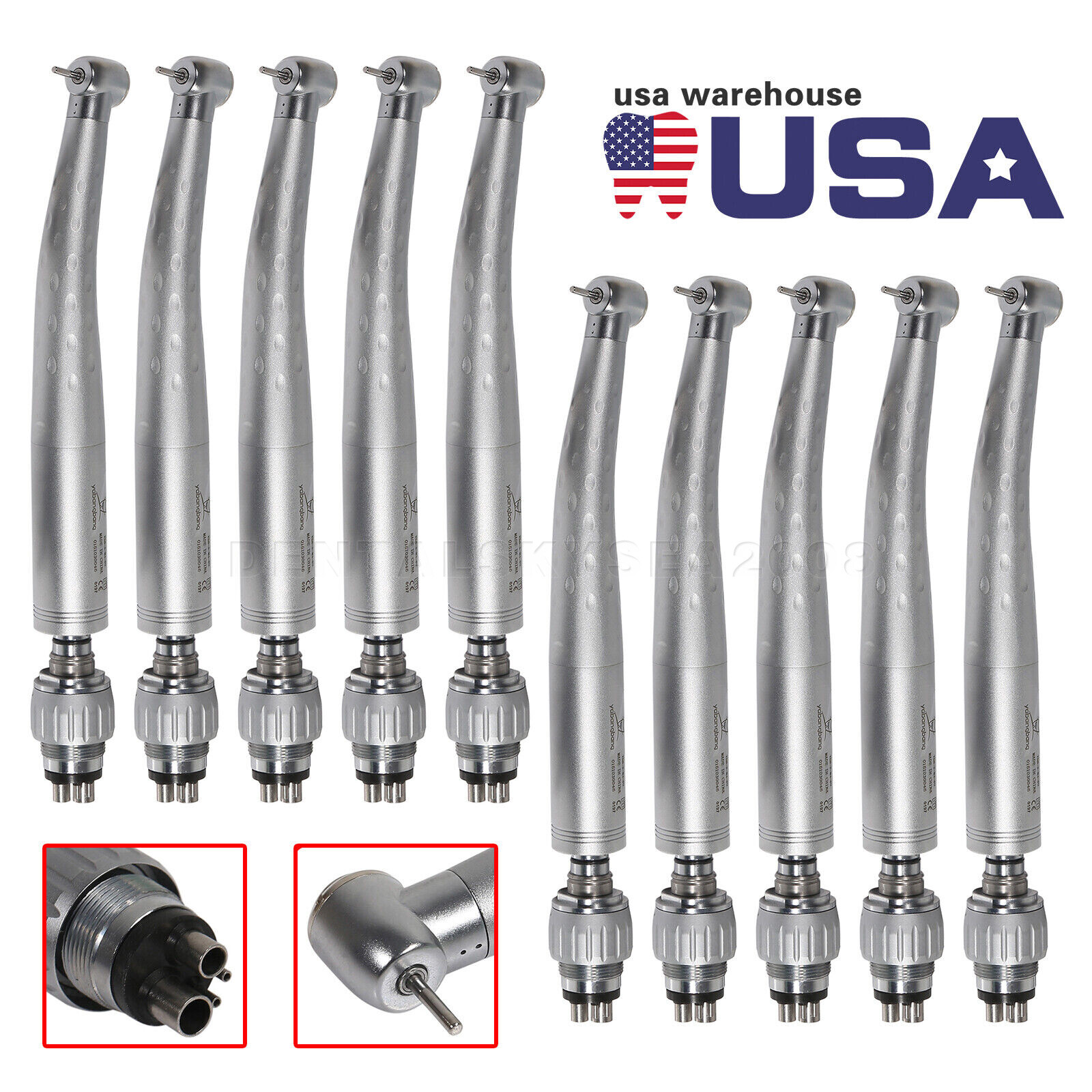 1-10 Packs Dental High Speed Turbine Handpiece with 4-Hole Quick Coupler ysu
