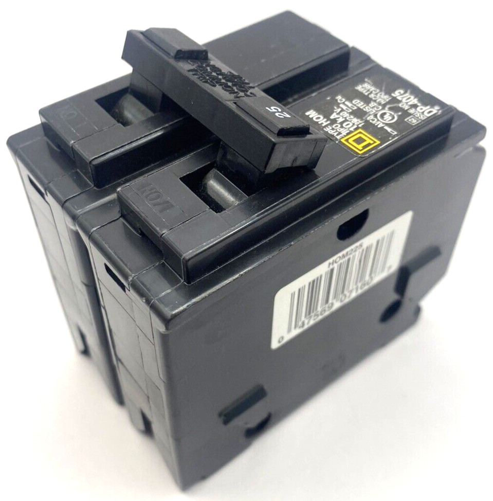 New Homeline Square D HOM225 2P 25A 120 240V AC Type HOM Plug In Circuit Breaker