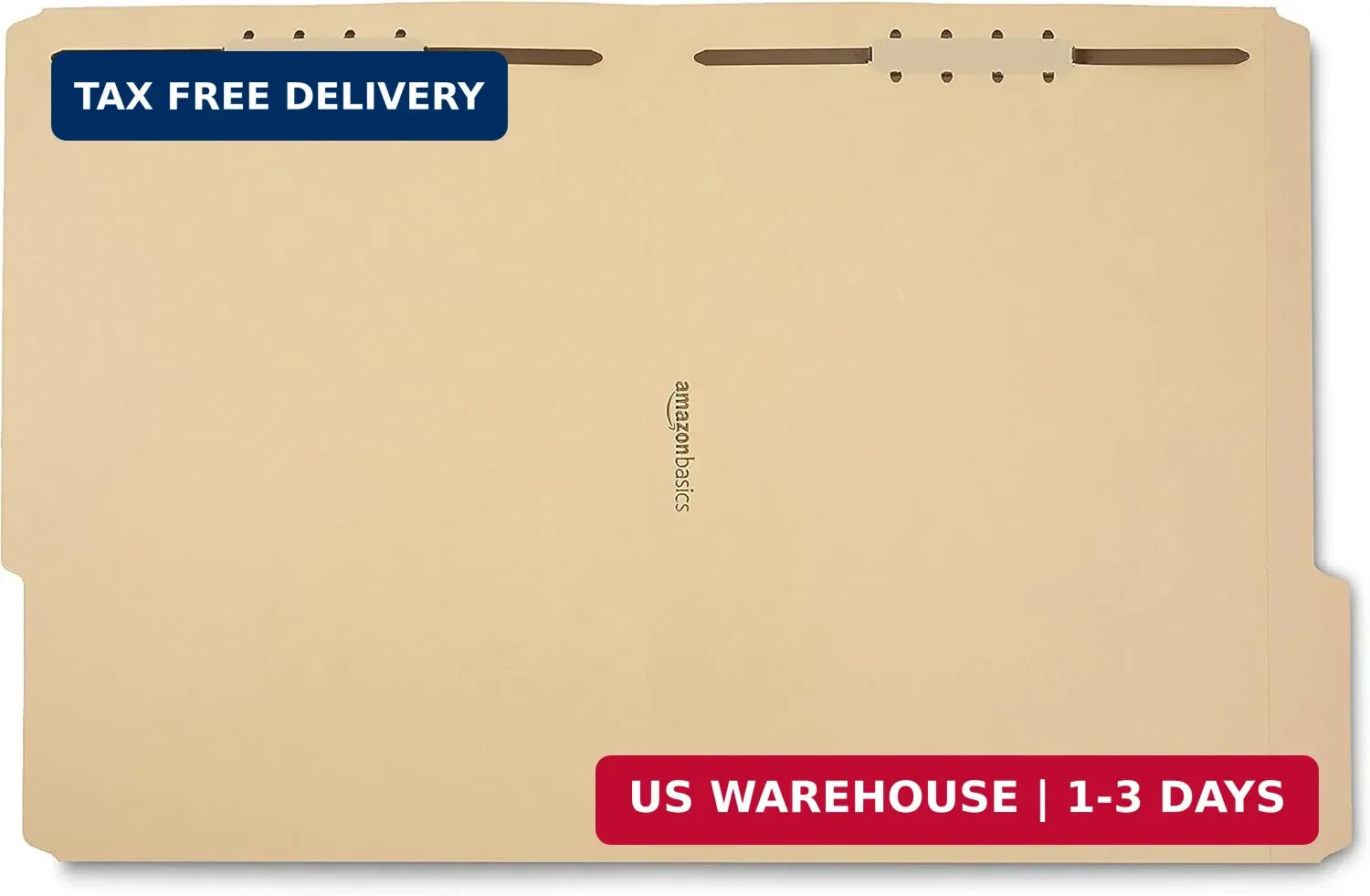 Amazon Basics Manila File Folders with Fasteners, 1/3 Cut Reinforced Tab, Letter