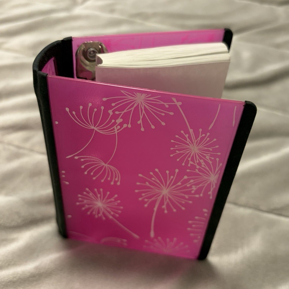 Pink/Black Floral Dandelion Mini 3-Ring Daily Use Binder Notebook