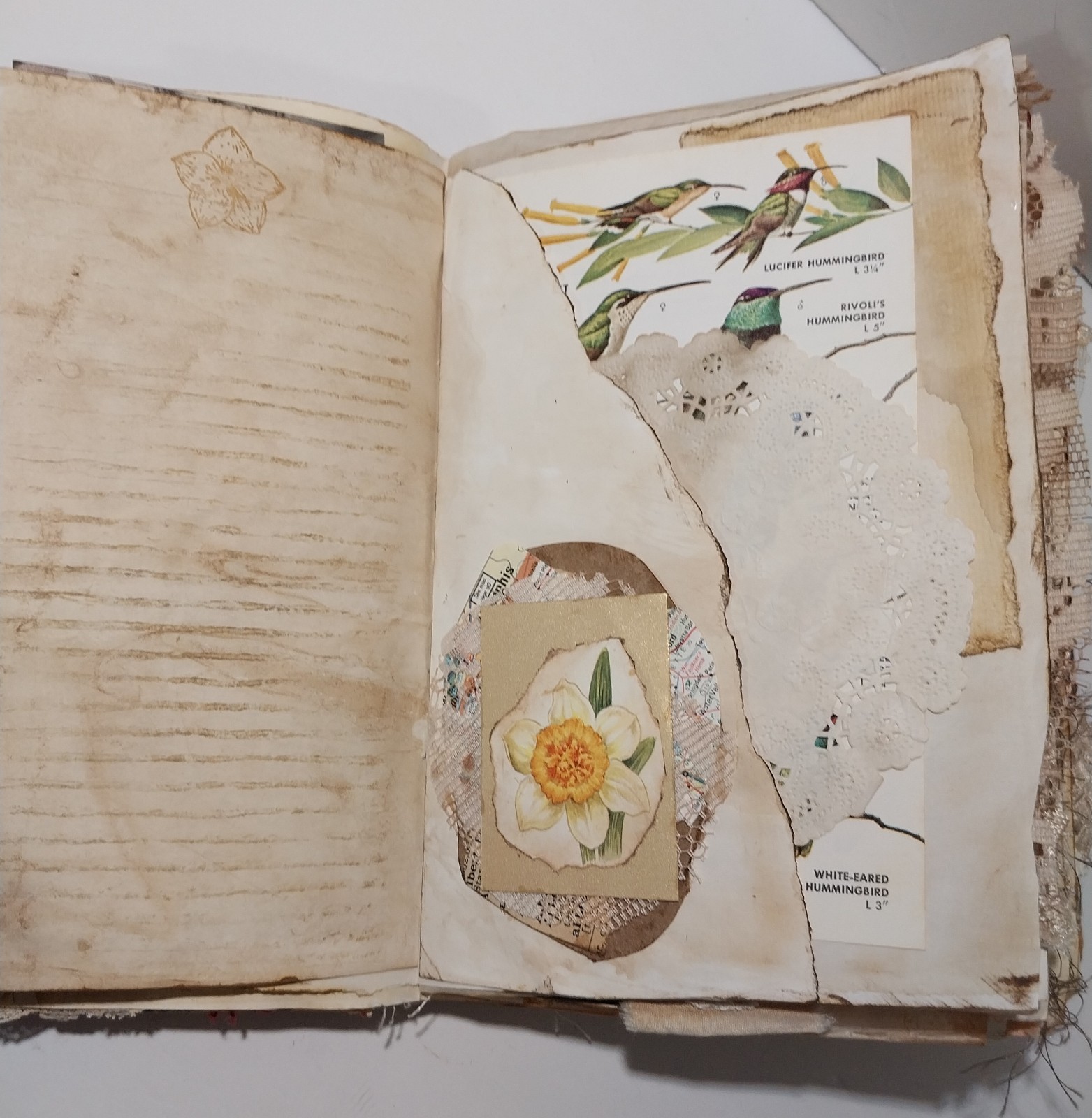 Junk Journal Boho Style Antique Vtg. Ephemera Handmade Book Lg. 9″x6.5″ 116 Pg.