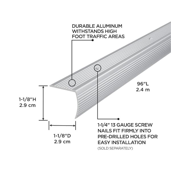 Stair Edging Aluminum Silver, 36 In W X 1/16 In Thick, 2Rrw3