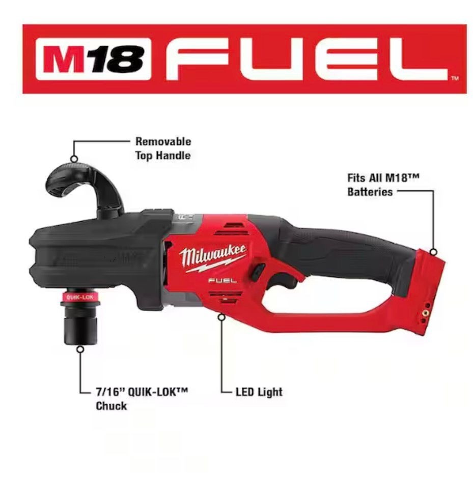Milwaukee M18 FUEL™ Hole Hawg™ Right Angle Drill w/Quik-Lok™ – Bare Tool