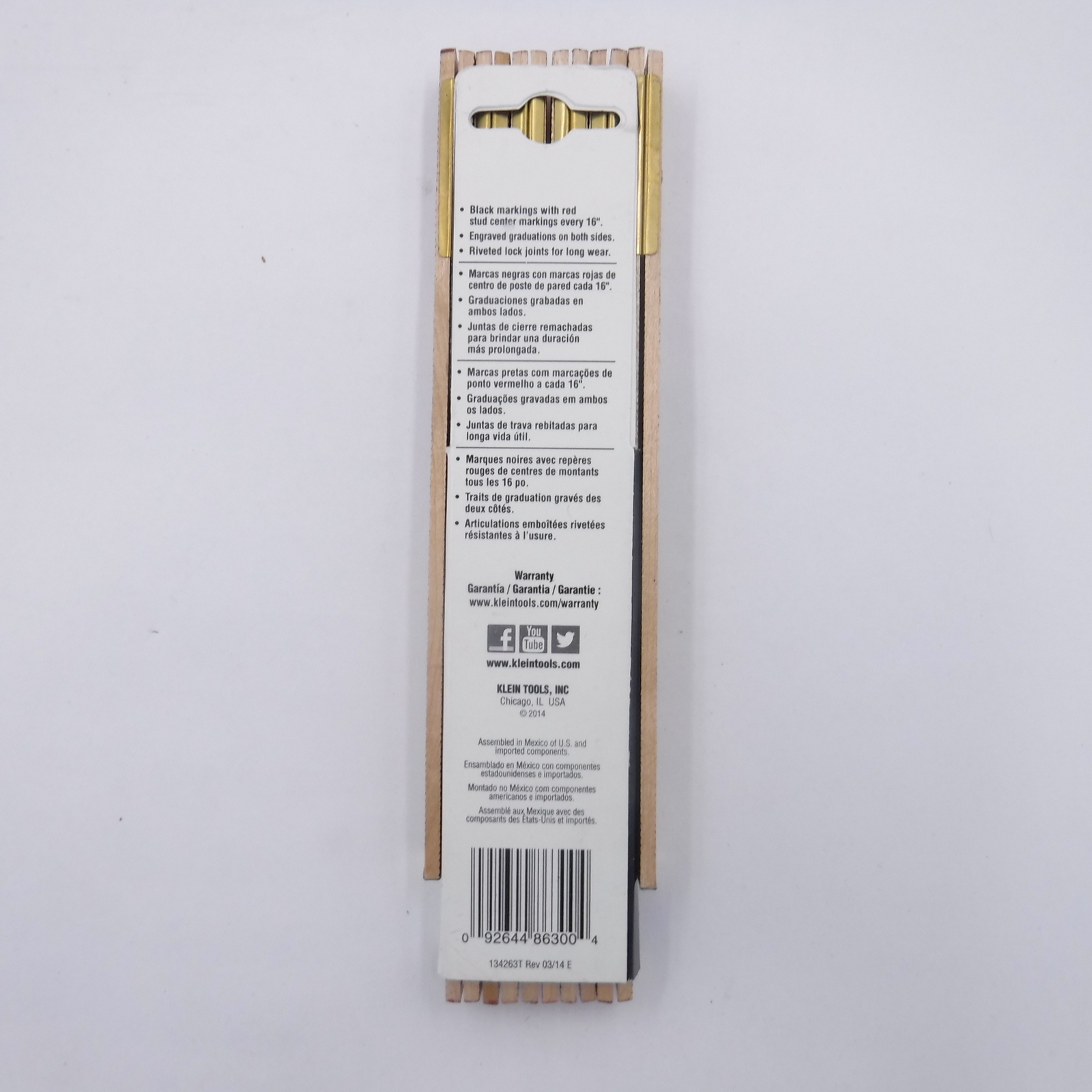 Klein Tools 6′ Double Sided Folding Wood Measurement Rule Graduations 1/16″