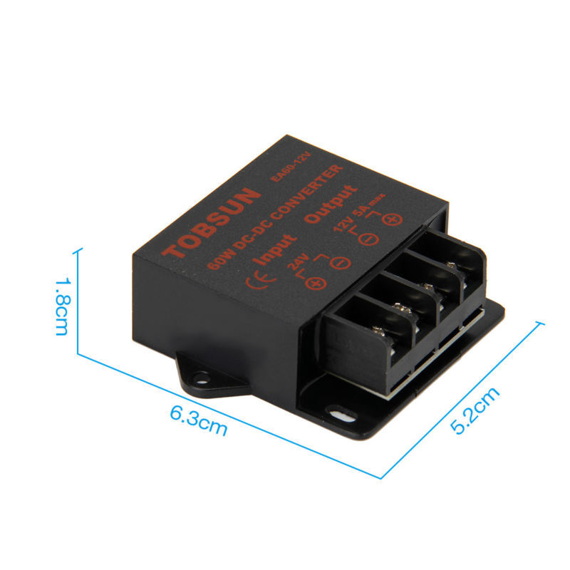 Power Converter DC 24V to DC 12V 5A 60W Voltage Regulator Step Down Buck Reducer
