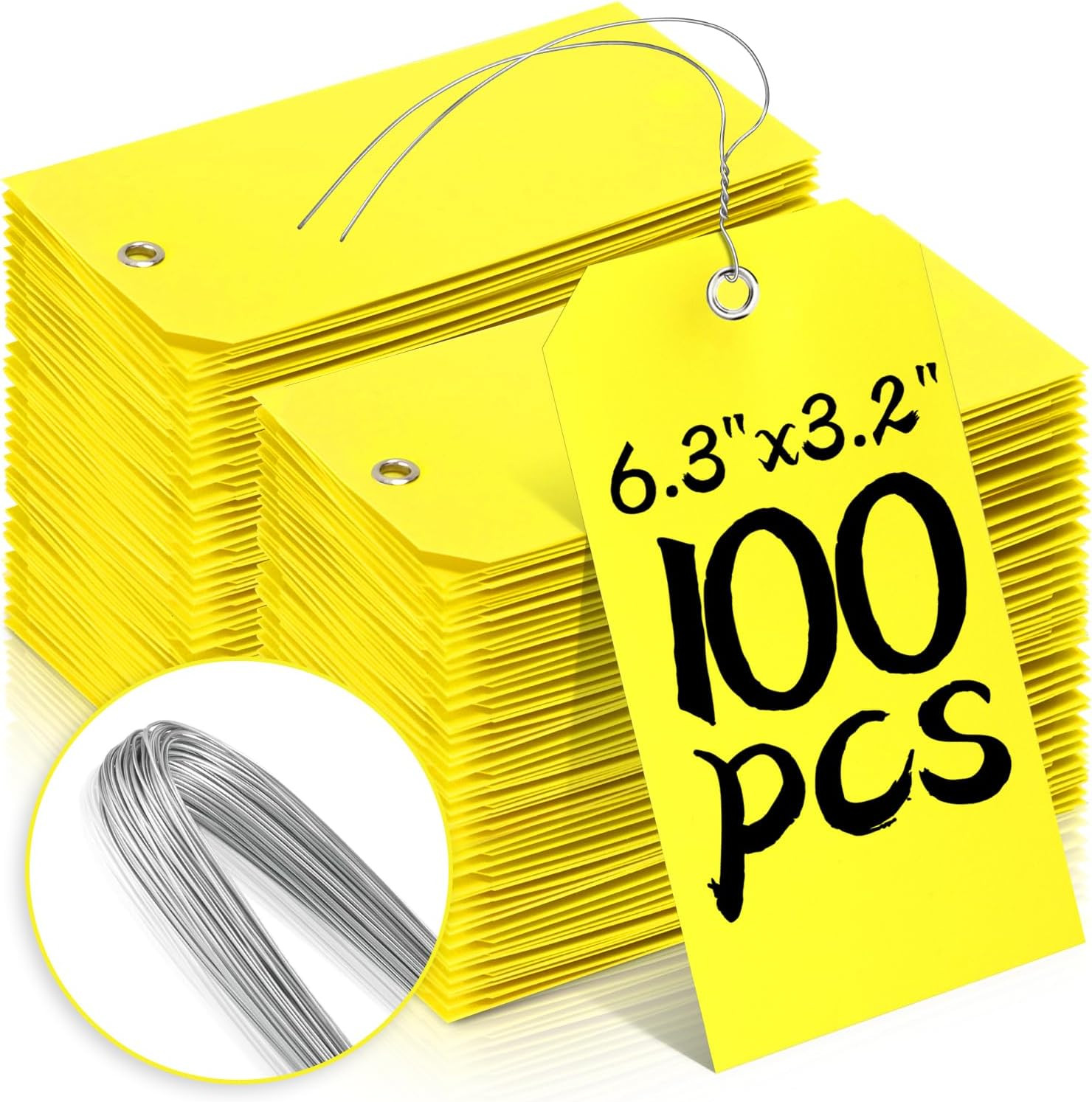 100 Pcs Waterproof Tags Writable Plastic Tags for Labeling Tag with Wire Tie Lar