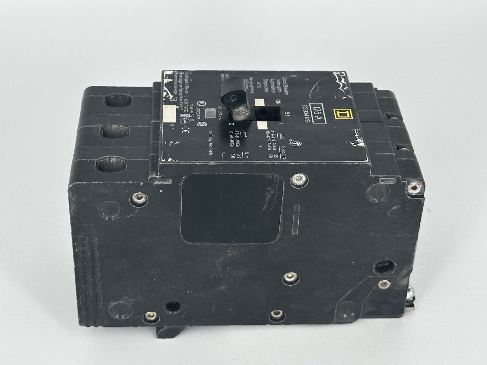 Square D EGB34125 125 Amp 3 Pole 480Y/277V 35kA Molded Case Circuit Breaker USED