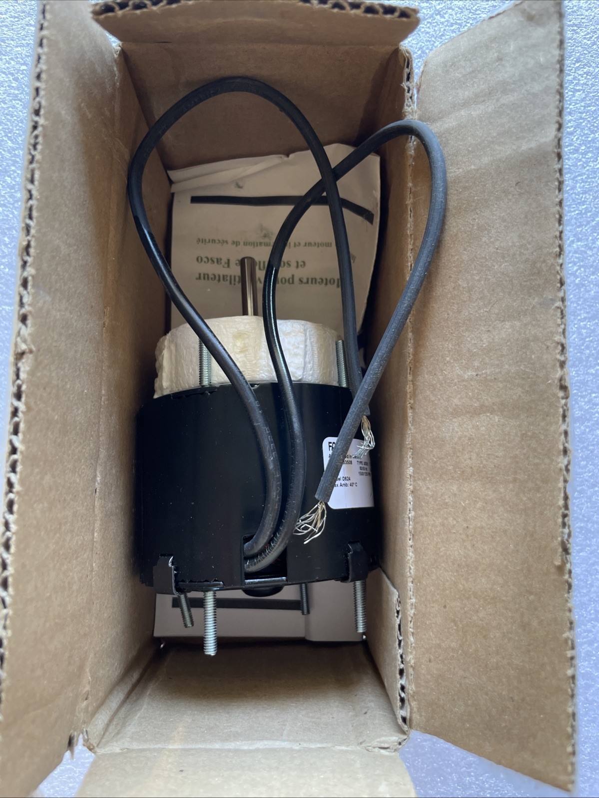 Fasco D624 HVAC Motor. 3.3 Frame, 1/00 Hp, 230V. NEW In Box.