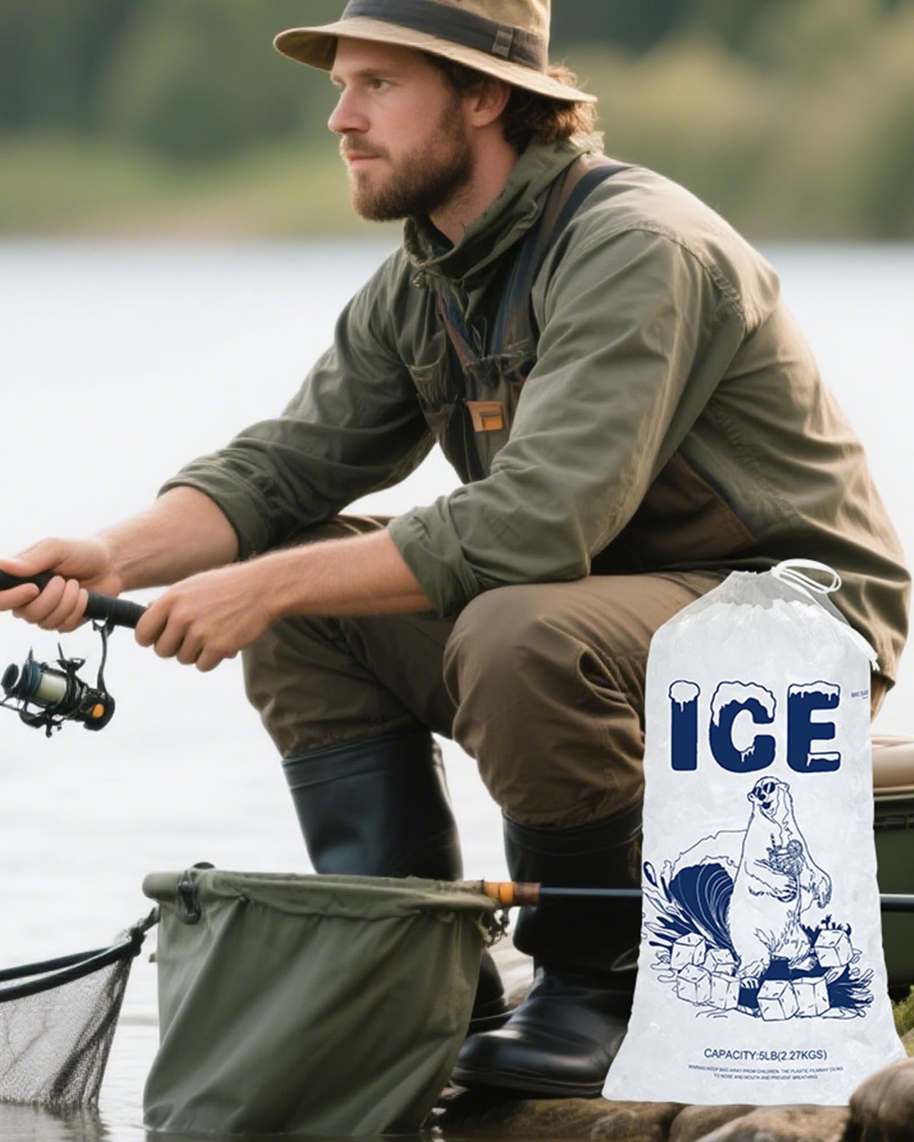 5lb Ice Bags with Drawstring – 50 Pack Reusable Heavy-Duty 50PACK, 5LB