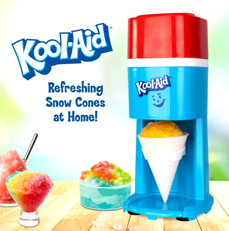 Kool-Aid Electric Ice Shaver Snow Cone Maker with SS Blades Red/White/Blue NEW
