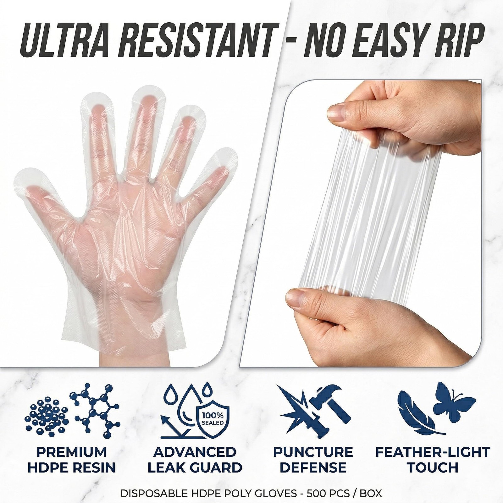 500 Count Disposable Food Prep Gloves, Clear Plastic Gloves for Kitchen Cooki…