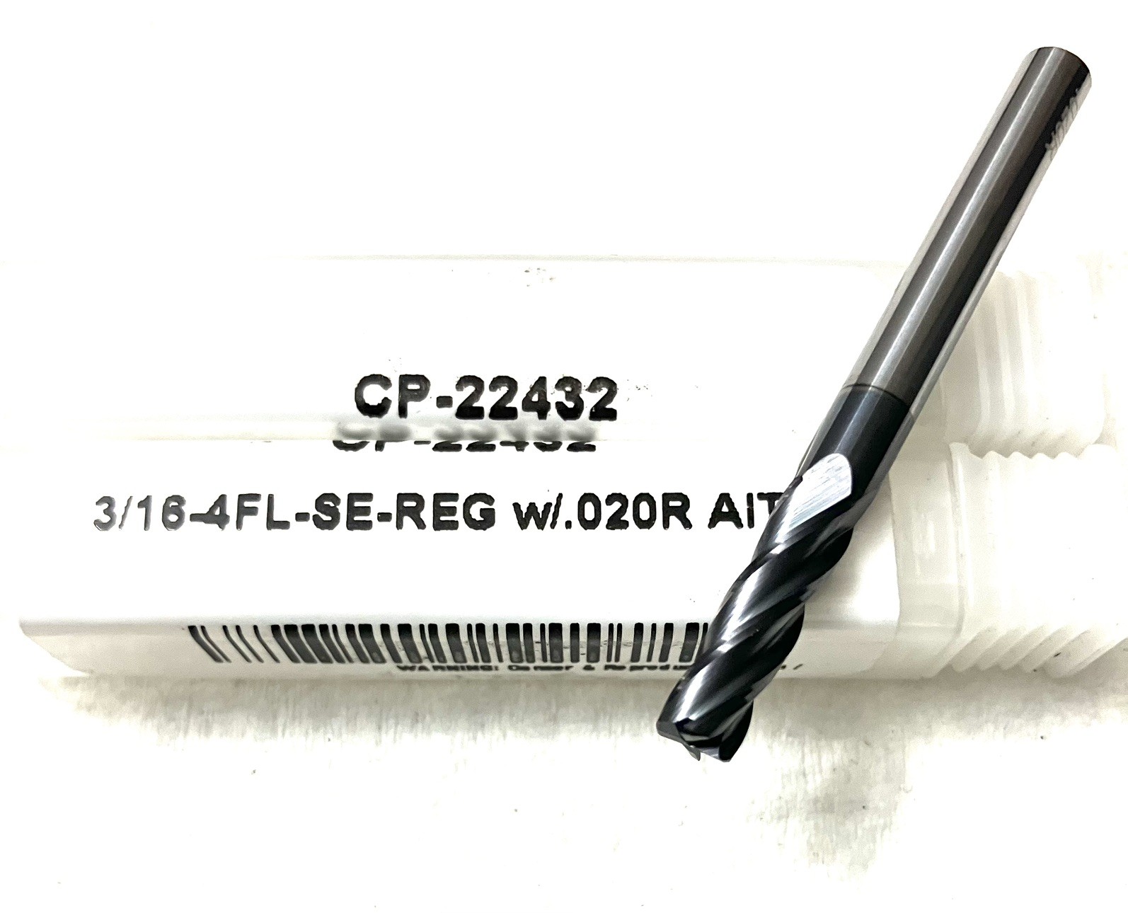 Carbide Plus CP-22432 3/16″ 4FL Corner Radius End Mill 0.02R Carbide AlTiN NEW