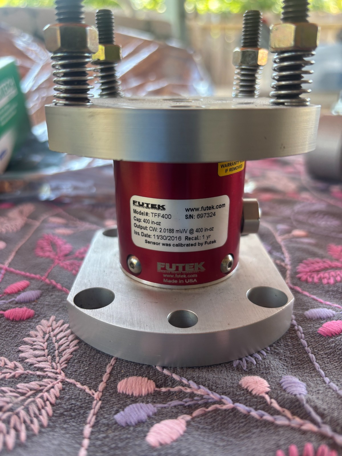 Futek TFF400 Through Hole Reaction Torque Sensor Cap:100 in-lb