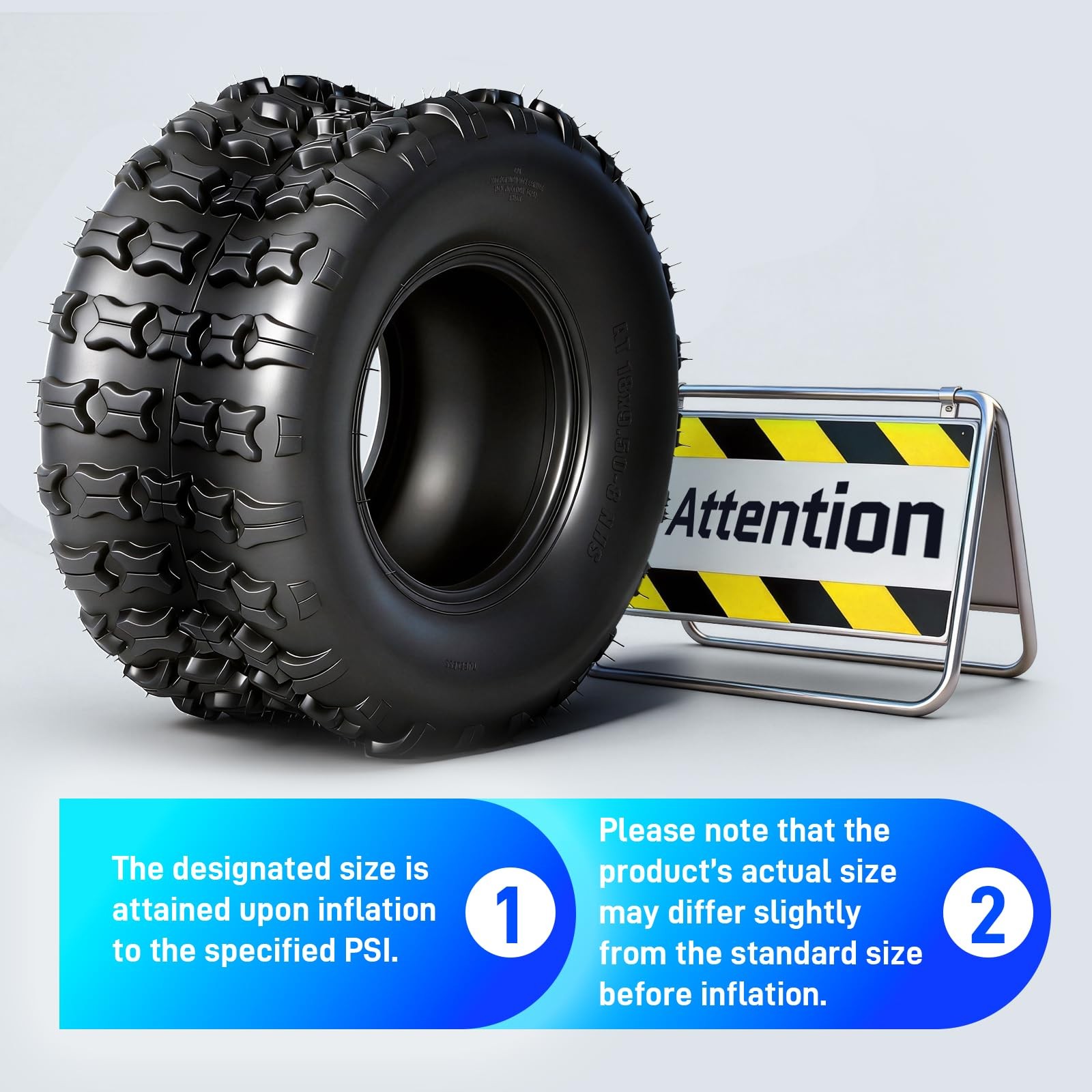 18×9.5-8 ATV UTV Tires 4PR Heavy Duty All-Terrain Mud Trail Tubeless Set of 2