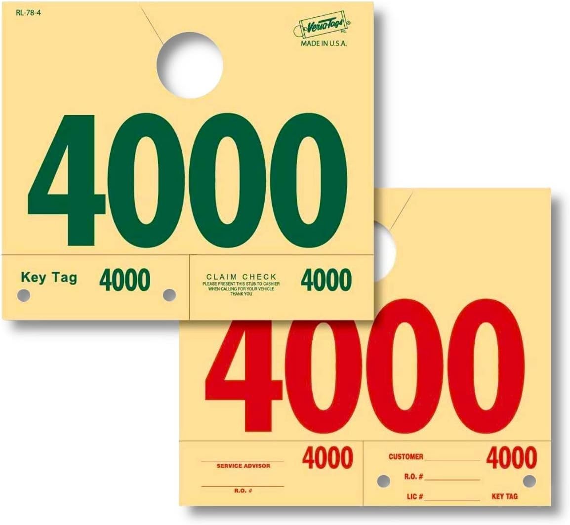 Service Dispatch Numbers 1000 Manilla Tags