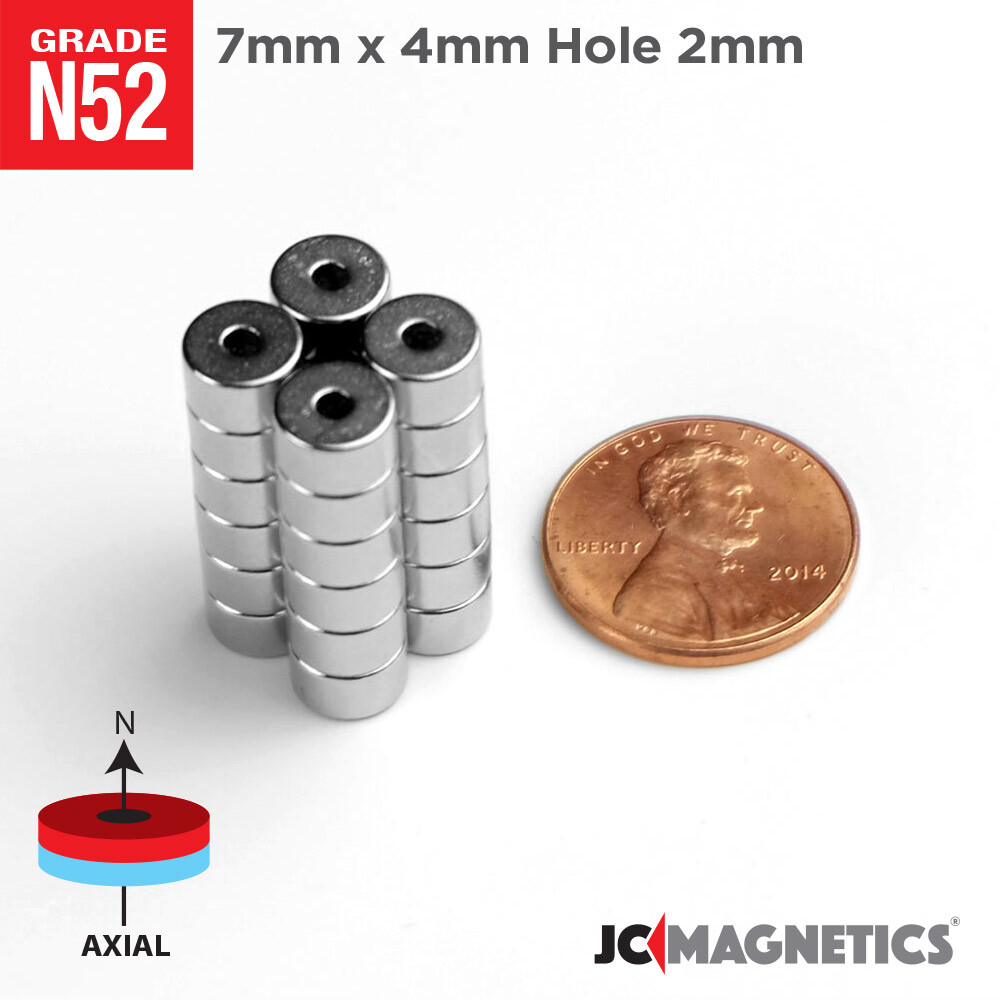 7mm x 4mm Hole 2mm Rings Rare Earth Fridge Crafts Magnets 7x4mm