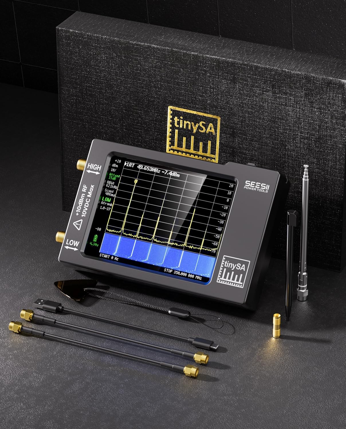 TinySA Tiny Spectrum Analyzer Frequency Analyzer 100kHz to 960MHz MF HF Used