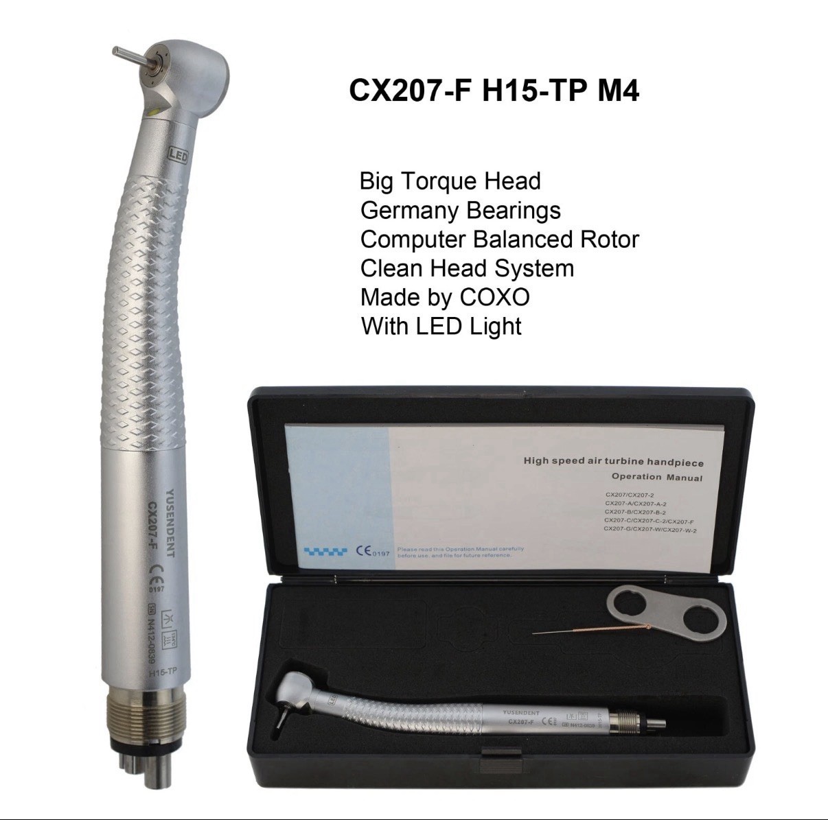 10 pack-Dental LED Handpiece High Speed E-generator Self Power Turbine 4 Hole
