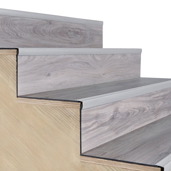 Stair Edging Aluminum Silver, 36 In W X 1/16 In Thick, 2Rrw3