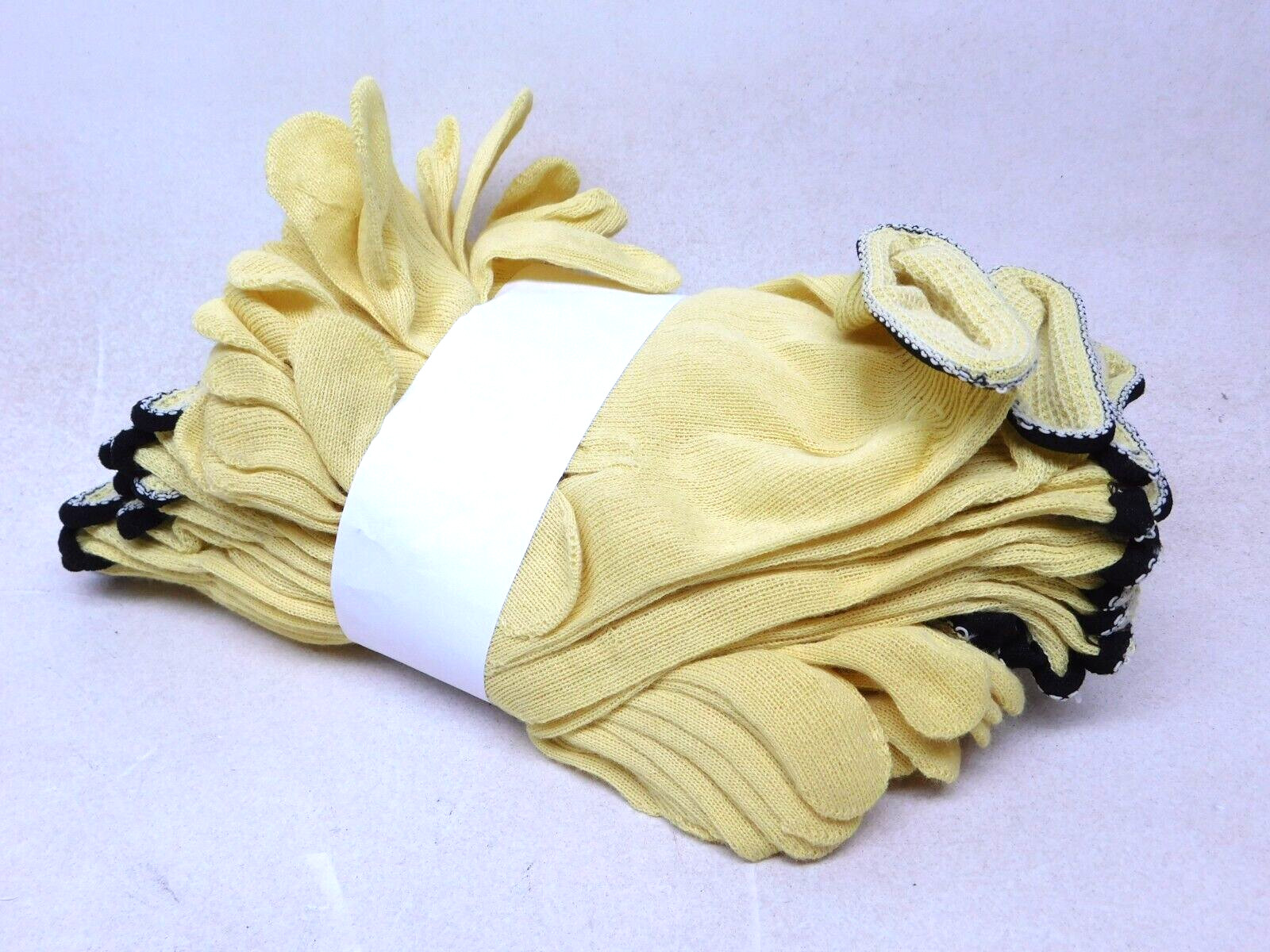 12 PAIR-1 DOZEN YELLOW STRING KNIT POLY COTTON WORK GLOVES PAIRS LARGE L-XL (HR)
