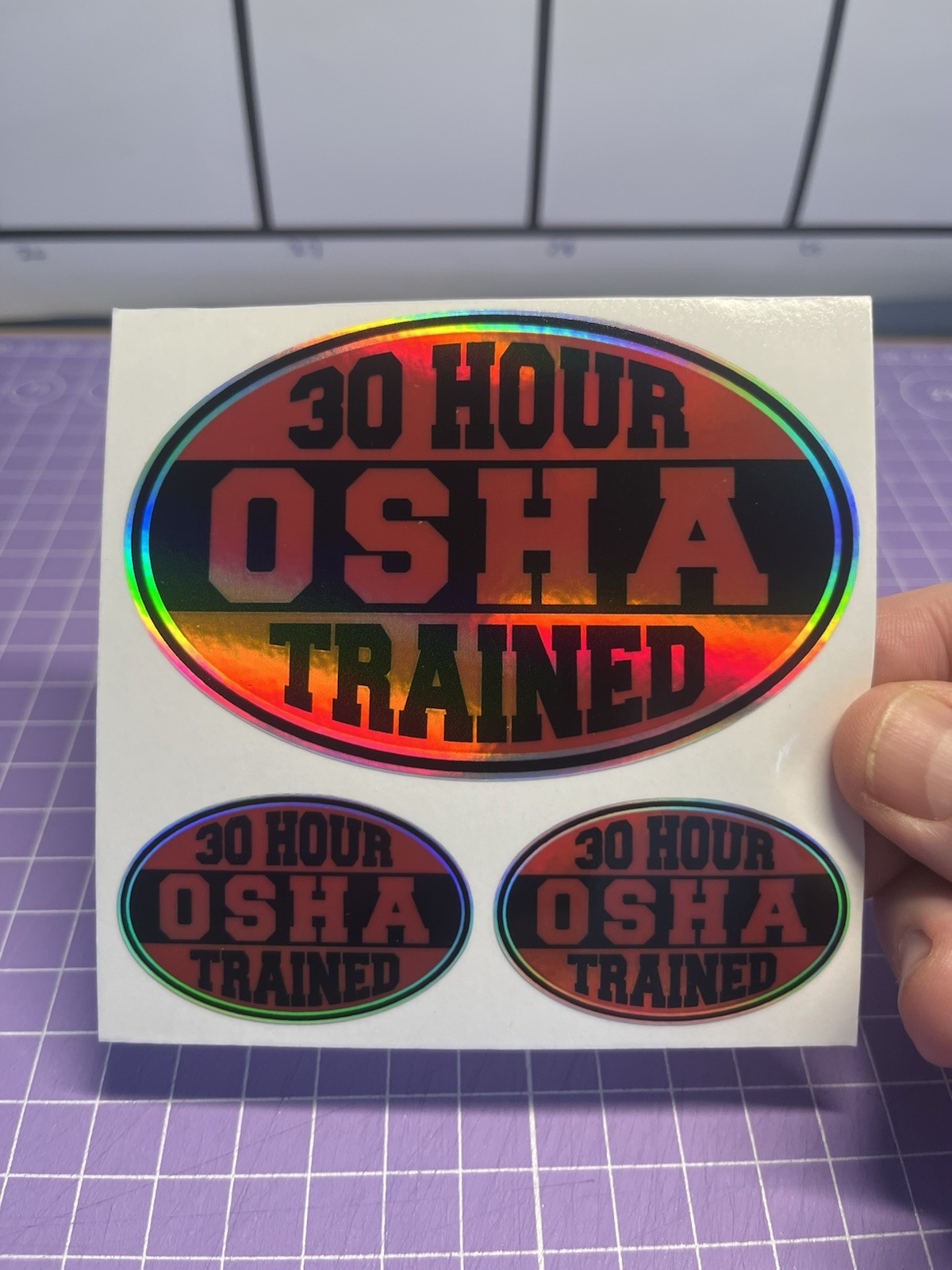 OSHA Hard Hat Stickers 30 Hour OSHA Trained Safety Decals Red Metallic – 3 for 1