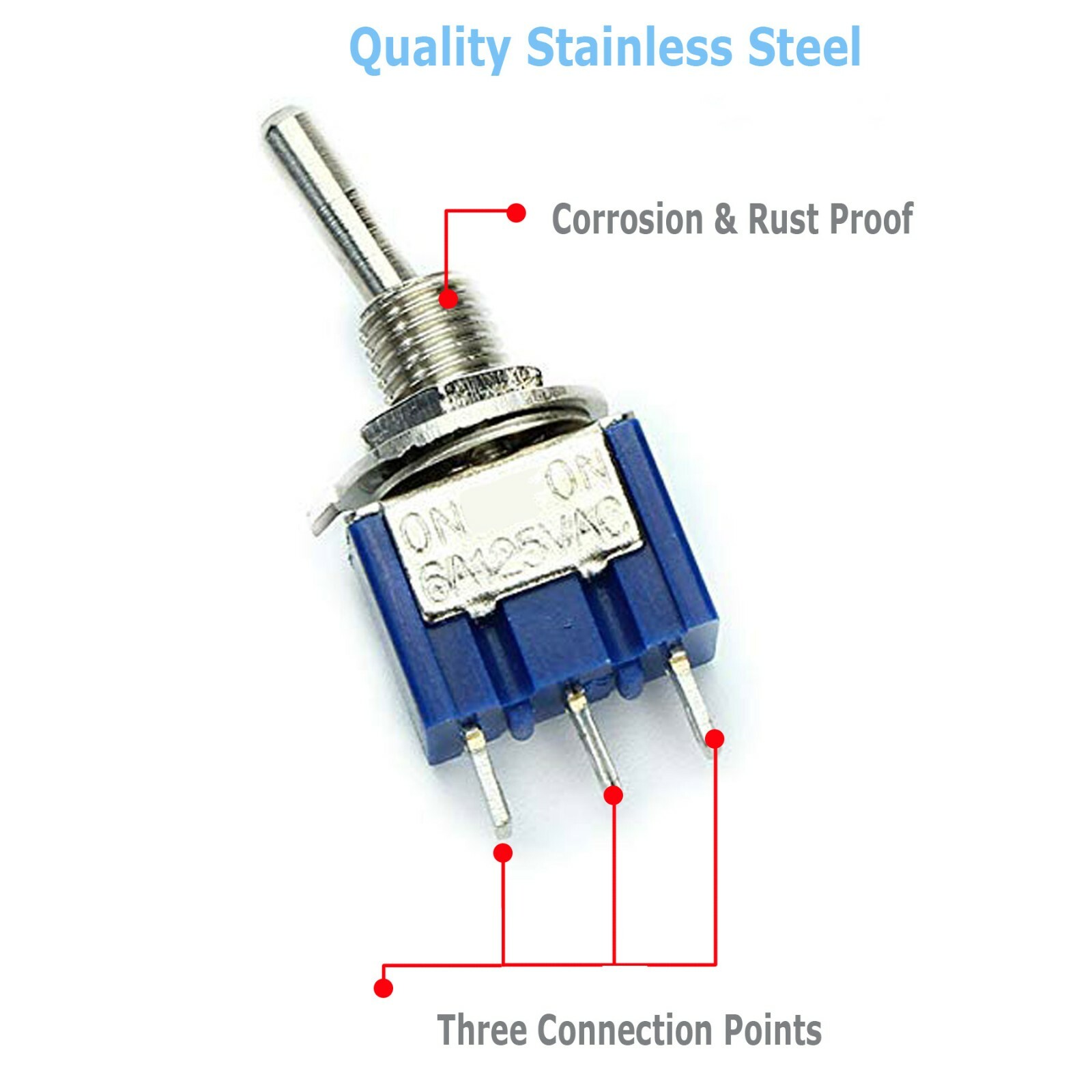 20x 3 Pin SPST ON-ON 2 Position Mini Toggle Switches MTS-102 US Stock