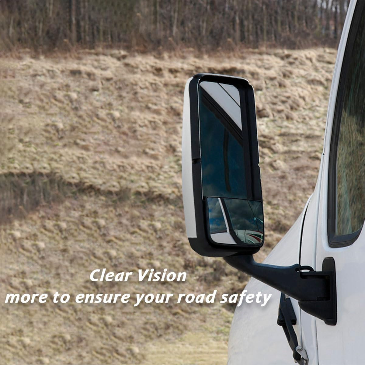 Door Mirror for FREIGHTLINER CASCADIA, Driver Side Black Heated & Motorized Door