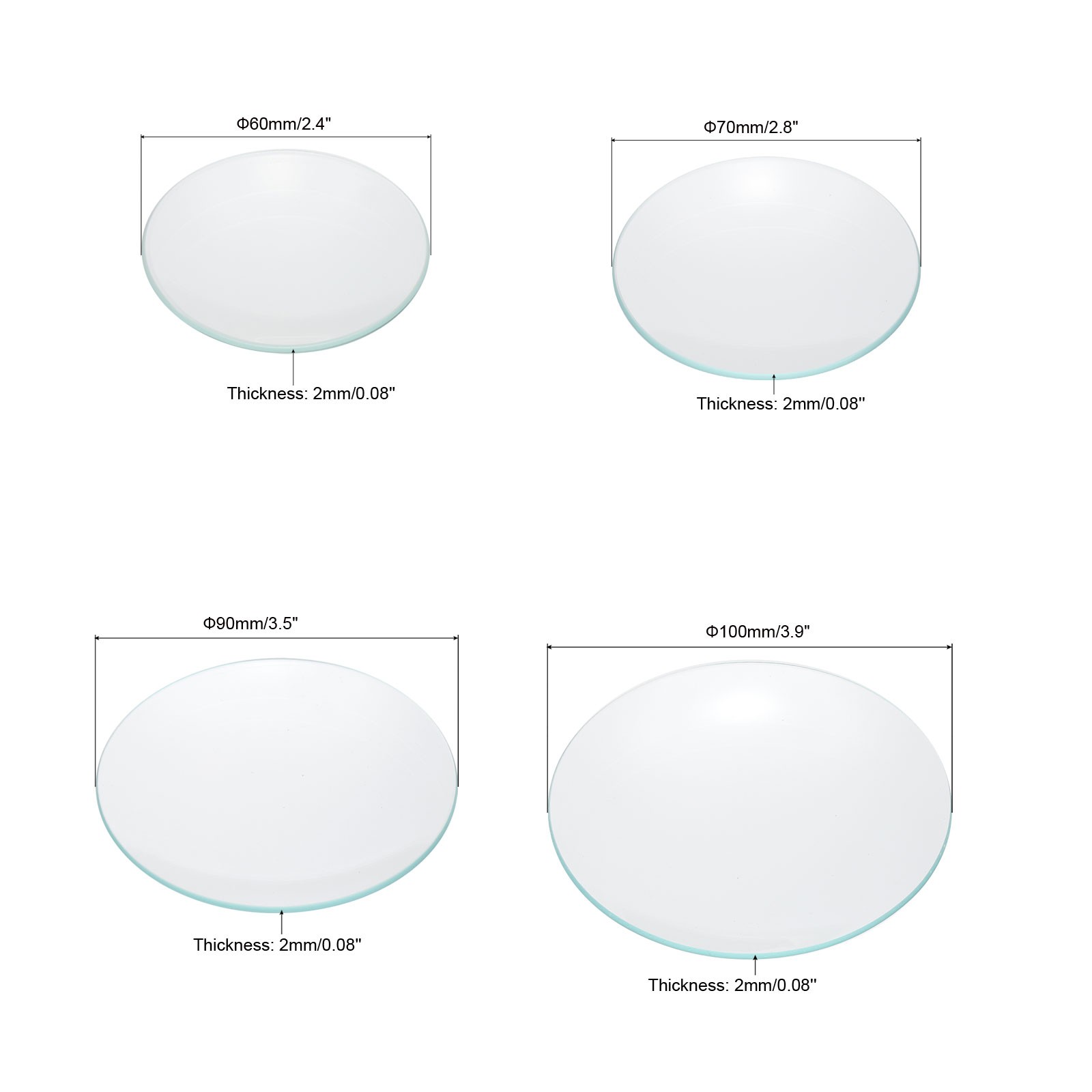 1 Set 60mm/70mm/90mm/100mm Dia Watch Glass High Transparent Cover Lids