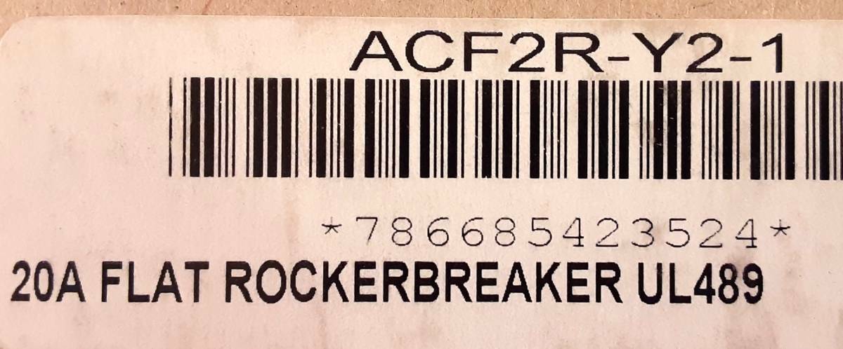 EATON Rocker Breaker ACF2R-A3-BCS-07-K-DU ACF2R-Y2-1 20A. 277VAC NEW. Ships Free