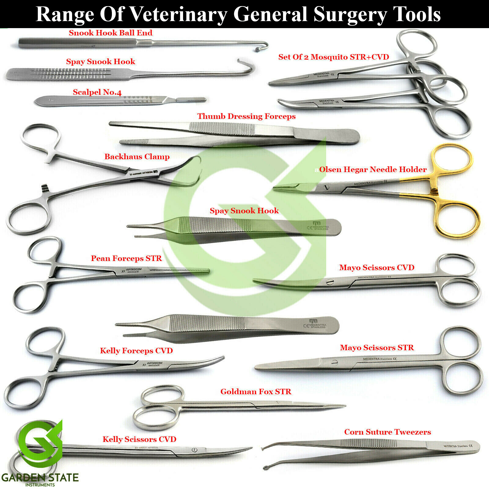 VETERINARY GENERAL SURGERY KIT BITCH CAT FELINE SPAY NEUTERING SCISSORS FORCEPS